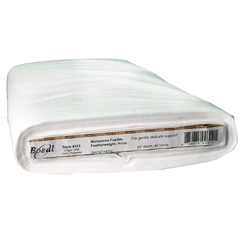 Non-Woven White Fusible Feather Weight 20" x 40 Yard Bolt | Bosal #312B-WHT Best Choice