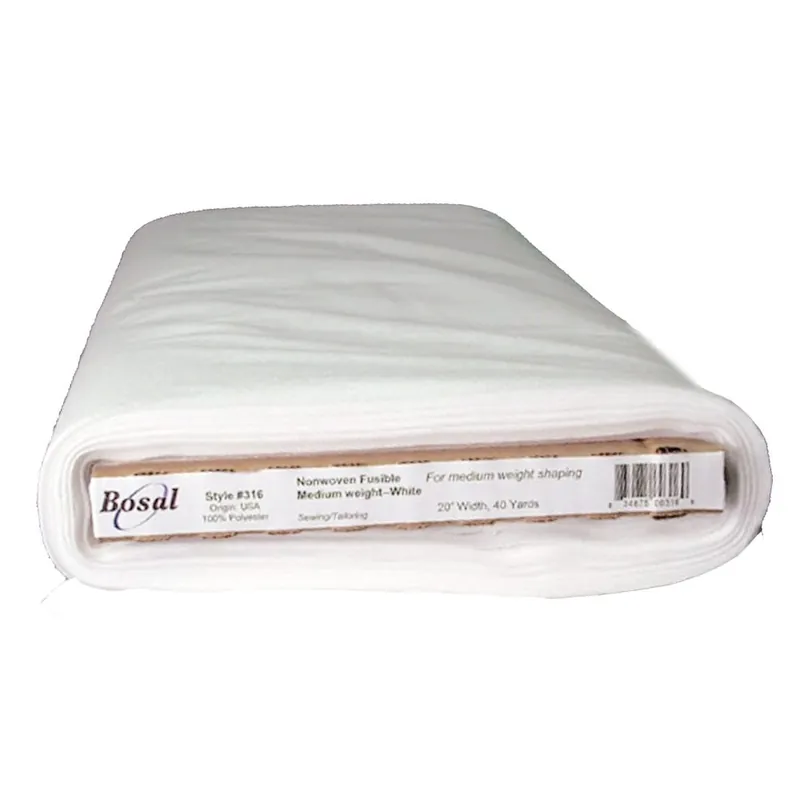 Buy Online Non-Woven White Fusible Medium Weight 20" x 40 Yard Bolt | Bosal #316B-WHT