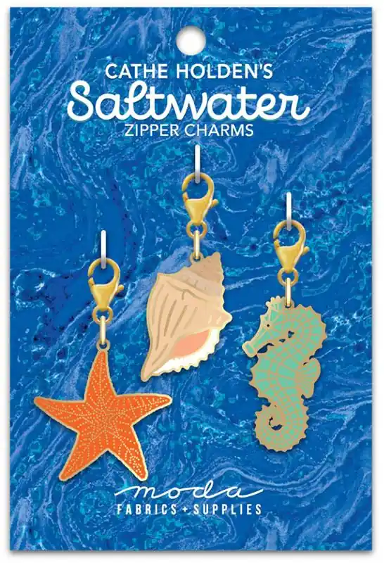 Set of Three Starfish, Conch & Seahorse Saltwater Zipper Charms | Cathe Holden for Moda #CH204 Holiday Sale