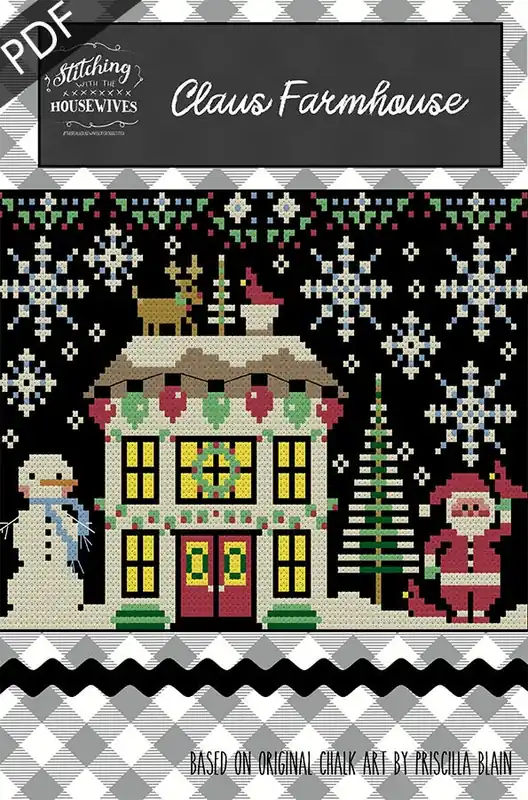 Holiday Sale Claus Farmhouse Downloadable PDF Cross Stitch Pattern | Stitching with the Housewives