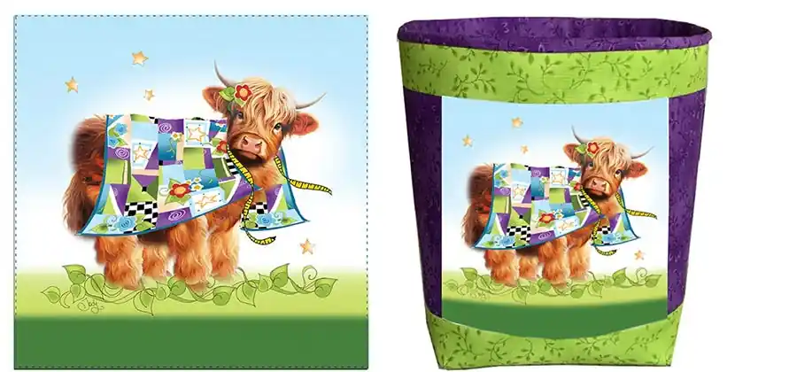 Exclusive Highland Cow Fabric Bin Sewing Pattern and Panel Set | Jody Houghton Designs #JHD-BIN017
