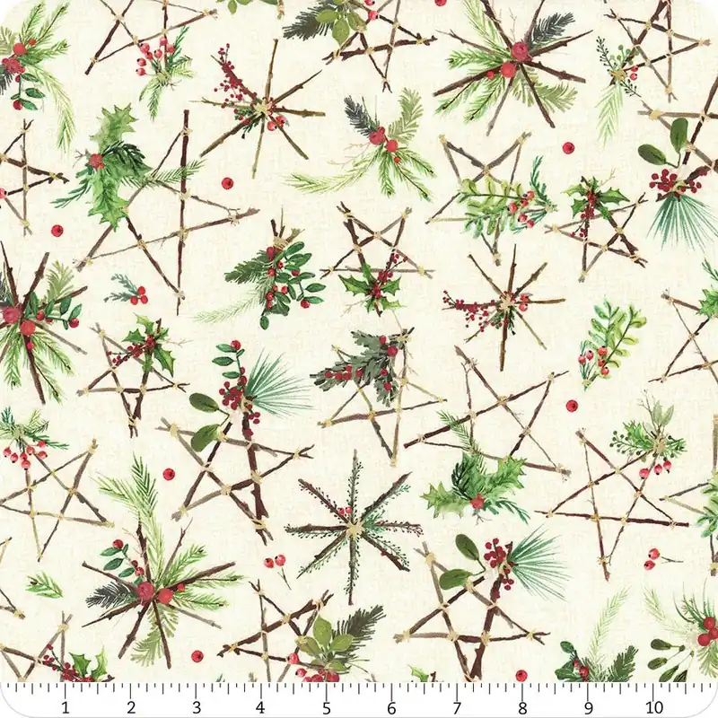 Winter Wreaths Cream Stars Yardage | SKU# MAS10882-E Editor’s Pick