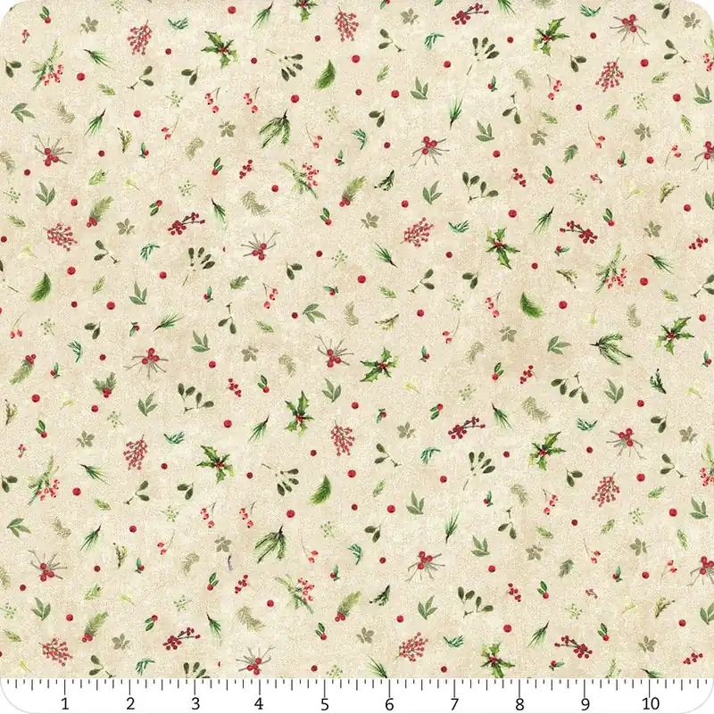 Winter Wreaths Cream Tiny Greenery Yardage | SKU# MAS10884-E Place Order