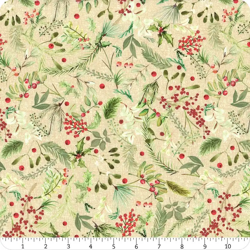 Winter Wreaths Cream Greenery Yardage | SKU# MAS10881-E Flash Sale