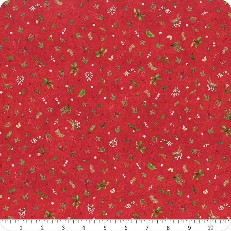 Winter Wreaths Red Tiny Greenery Yardage | SKU# MAS10884-R Best Price