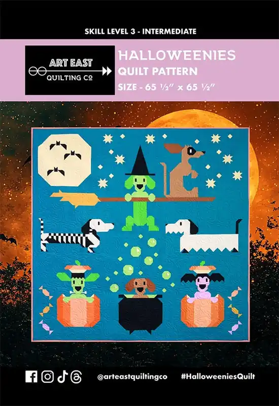 Worldwide Shipping Halloweenies Quilt Pattern | Art East Quilting Co #AEHW0325
