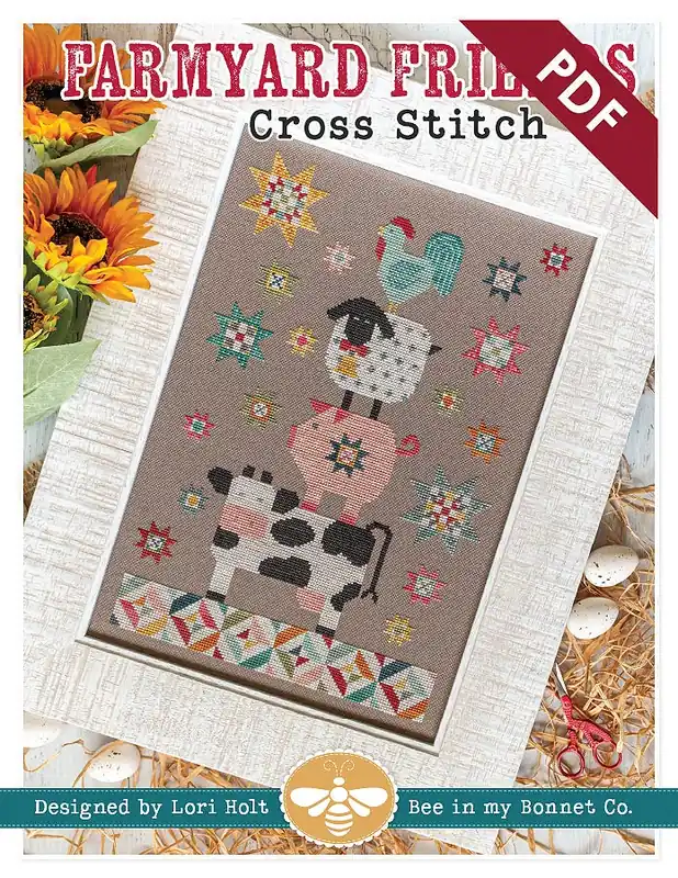 Fresh Stock Farmyard Friends Downloadable PDF Cross Stitch Pattern | Lori Holt of Bee in my Bonnet