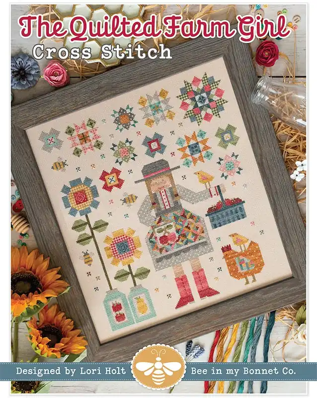 The Quilted Farm Girl Cross Stitch Pattern | Lori Holt of Bee in my Bonnet #ISE-4098 Holiday Sale