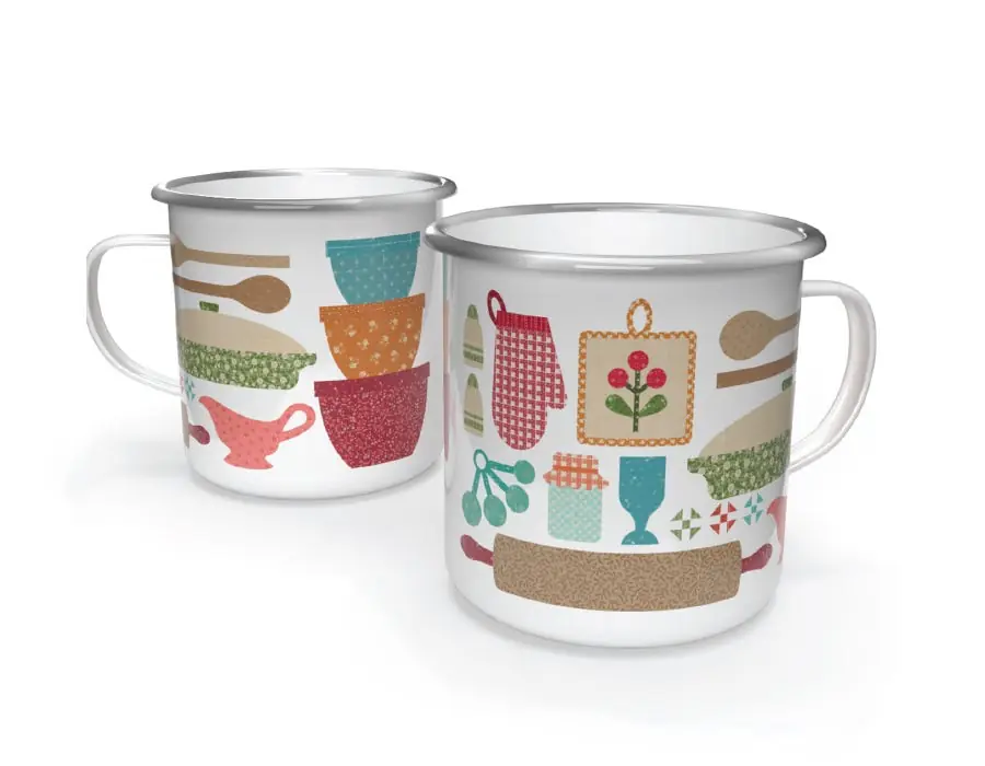 Baked with Love Camp Style Enamel Tin Mug | Lori Holt of Bee in My Bonnet #ST-50213 Direct From Manufacturer