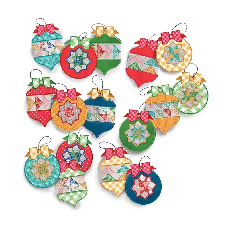 Top Rated Home Town Holiday Patchwork Ornaments Machine Embroidery USB | Lori Holt of Bee in my Bonnet #ME018ORN25R5
