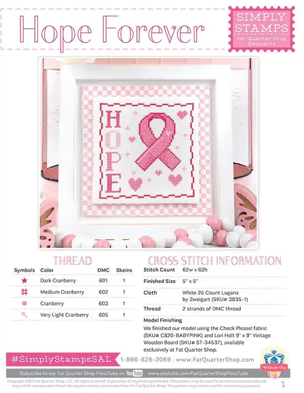 Best Price Hope Forever Simply Stamps Downloadable PDF Cross Stitch Pattern | Fat Quarter Shop Exclusive