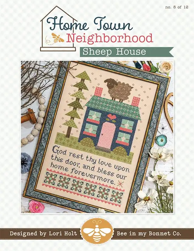 Home Town Neighborhood - Sheep House Cross Stitch Pattern | Lori Holt of Bee in my Bonnet #ISE-4044 Trusted Brand