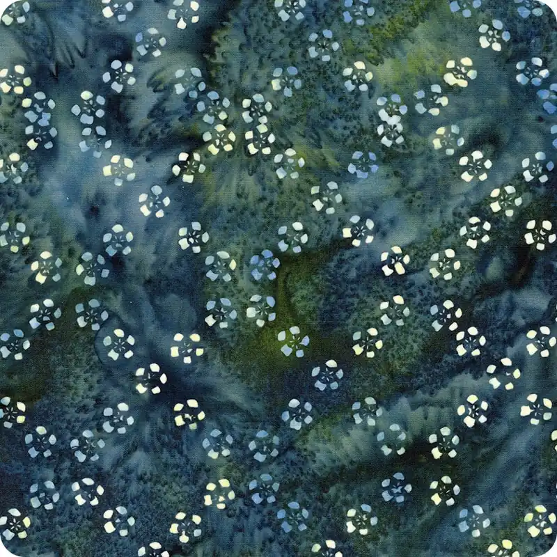 Worldwide Shipping Frosted Foliage Batiks Teal Bridgewater Floral Chain Yardage | SKU# 912502997