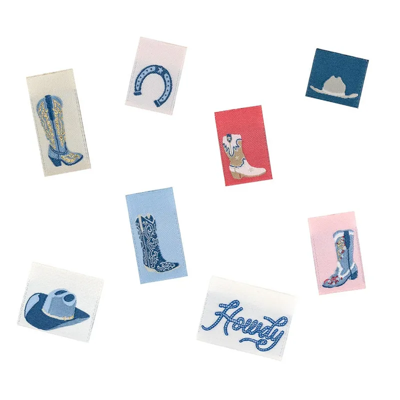 Premium Set of 8 Boot Scootin' Sew In Labels | Renaissance Ribbons #WLP-2510