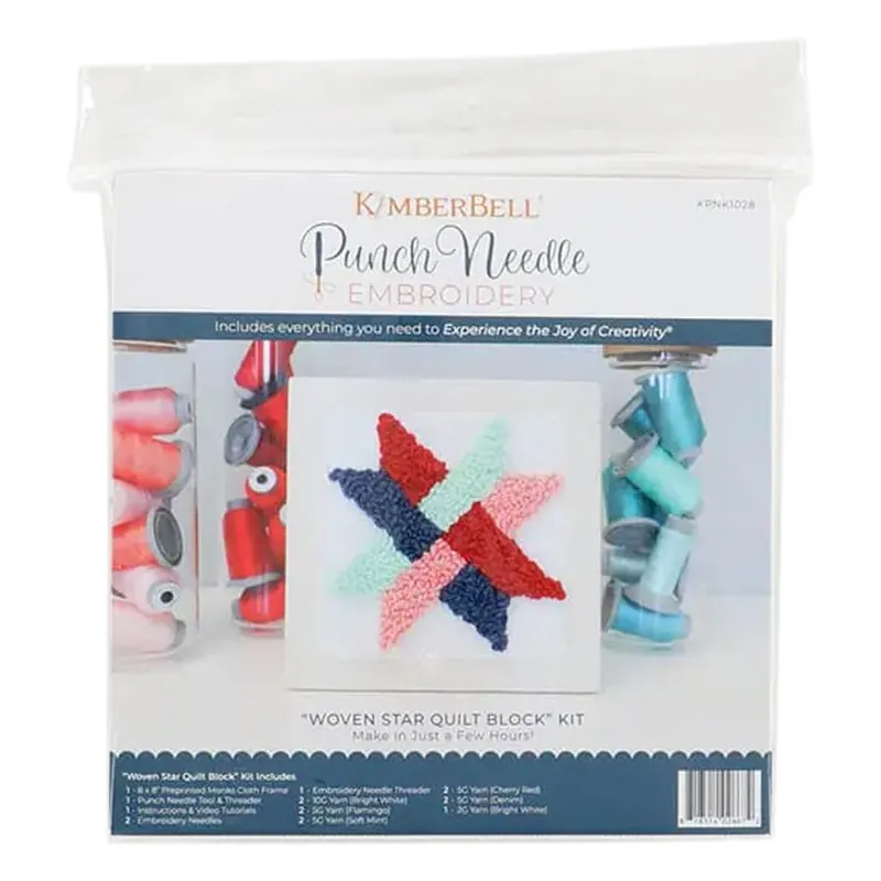 Woven Star Quilt Block Punch Needle Embroidery Kit | Kimberbell #KPNK1028 Exclusive