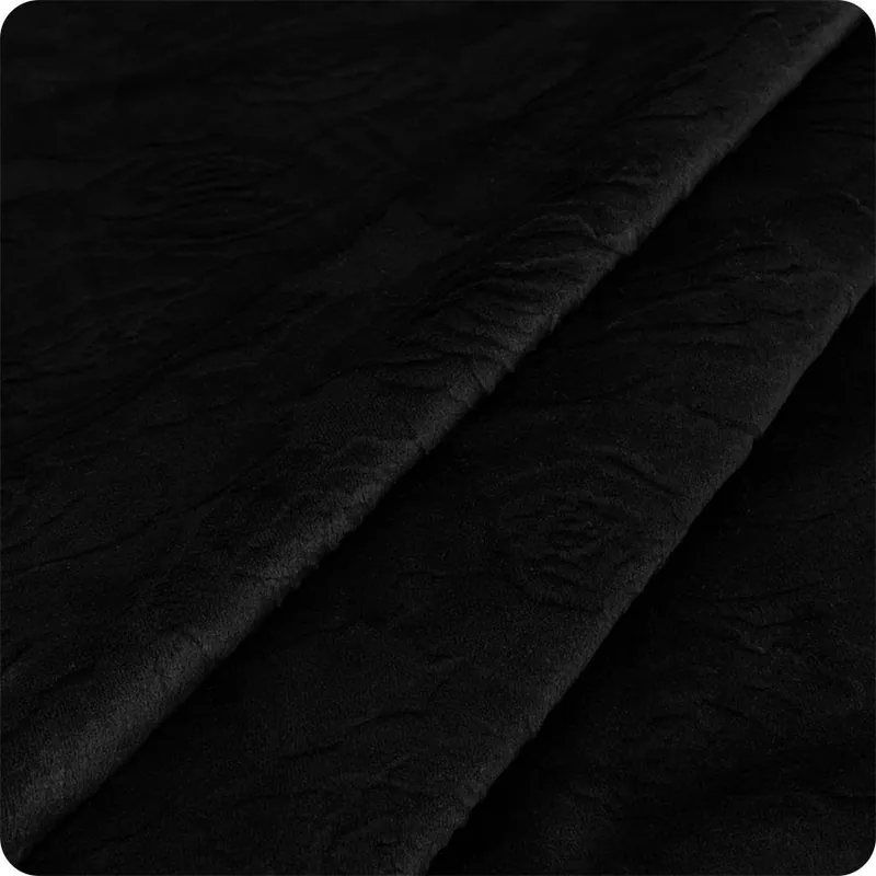 Mega Sale Cuddle Solid Black Rose Burnout 90" Extra Wide Yardage | SKU# C390-ROSE-LE-BLACK