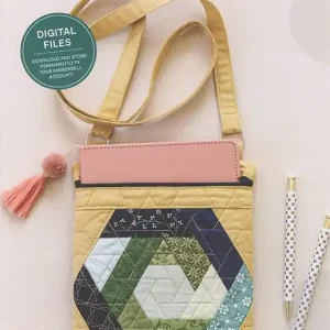 Worldwide Shipping Hexagon Log Cabin Crossbody Bag Digital Download Code Pattern | Kimberbell #KD2004