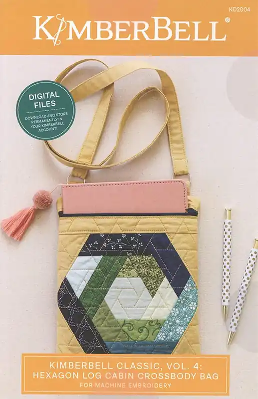 Worldwide Shipping Hexagon Log Cabin Crossbody Bag Digital Download Code Pattern | Kimberbell #KD2004