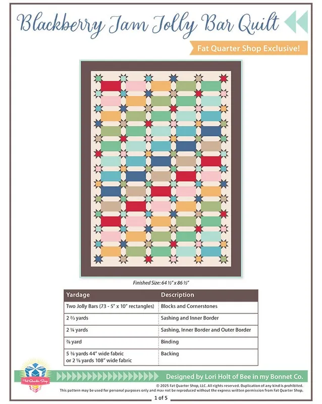 Budget Blackberry Jam Jolly Bar Downloadable PDF Quilt Pattern | Fat Quarter Shop
