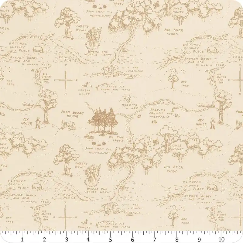 Winnie the Pooh Cream Map Yardage | SKU# C17001-CREAM Buy Direct