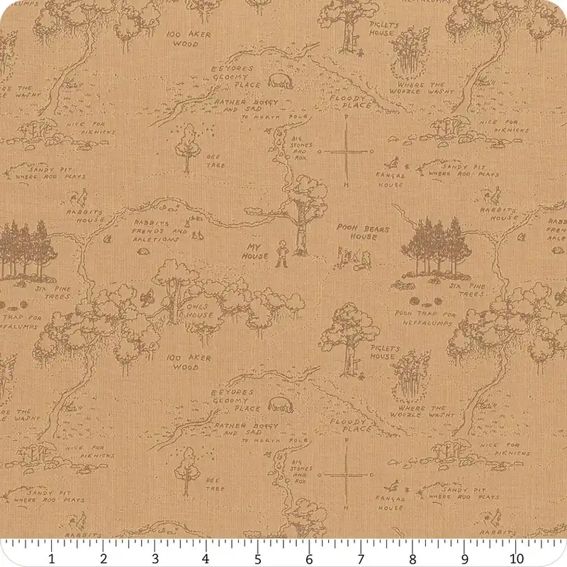 Winnie the Pooh Brown Map Yardage | SKU# C17001-BROWN Secure Checkout