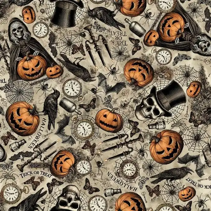 Wicked Willow Taupe Halloween Icons Yardage | SKU# CD4138-TAUPE Hot Deal
