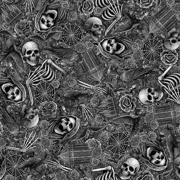 Wicked Willow Charcoal Gothic Halloween Motifs Yardage | SKU# CD4140-CHARCOAL Discount
