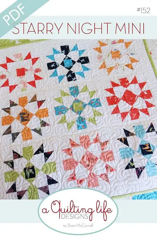 Free Shipping Starry Night Mini Downloadable PDF Quilt Pattern | A Quilting Life Designs