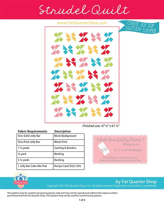 Editor’s Pick Strudel Jolly Bar Cake Mix Downloadable PDF Quilt Pattern | Fat Quarter Shop