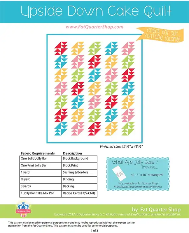 Fast Shipping Upside Down Cake Jolly Bar Cake Mix Downloadable PDF Quilt Pattern | Fat Quarter Shop