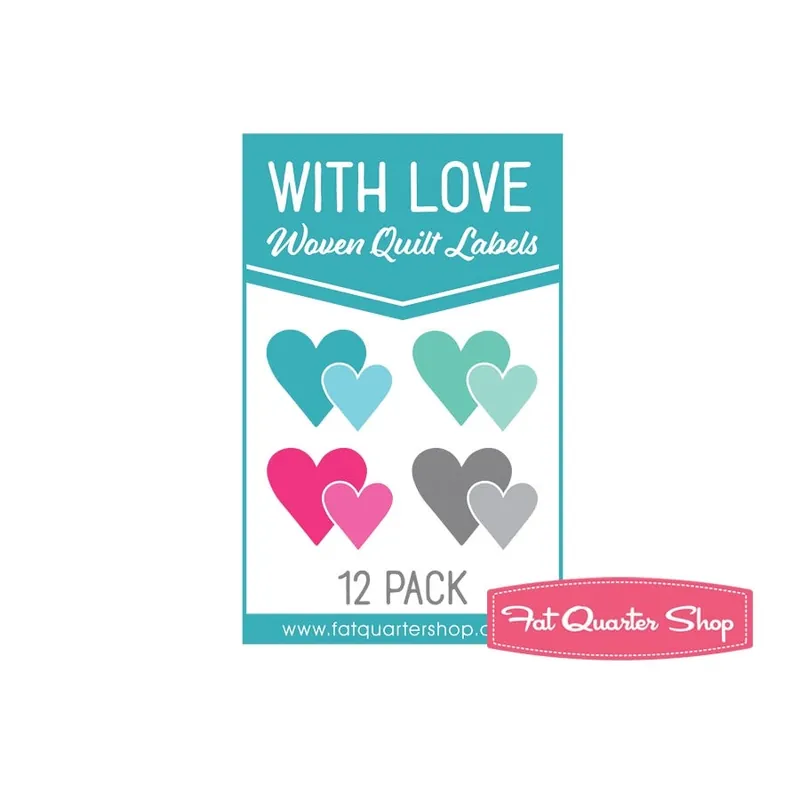 With Love Woven Quilt Labels 12 Pack | Fat Quarter Shop Exclusive Place Order
