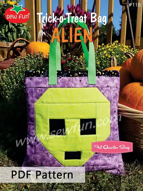 Alien Trick-or-Treat Bag Downloadable PDF Pattern | Sew Fun New Release