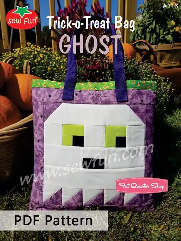 Ghost Trick-or-Treat Bag Downloadable PDF Pattern | Sew Fun Special Discount