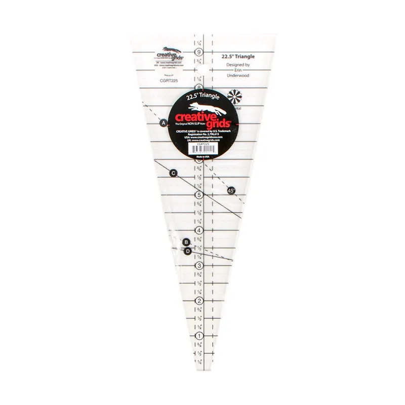 Budget Creative Grids 9.5" 22.5 Degree Triangle Ruler | Creative Grids #CGRT225