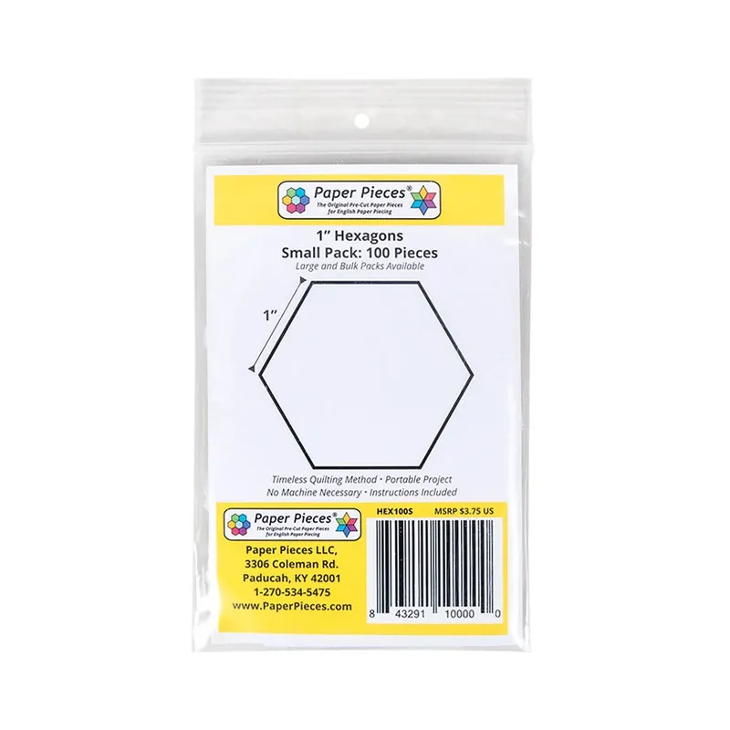 1" Hexagon 100ct Paper Pieces | Paper Pieces #HEX100 Direct From Manufacturer