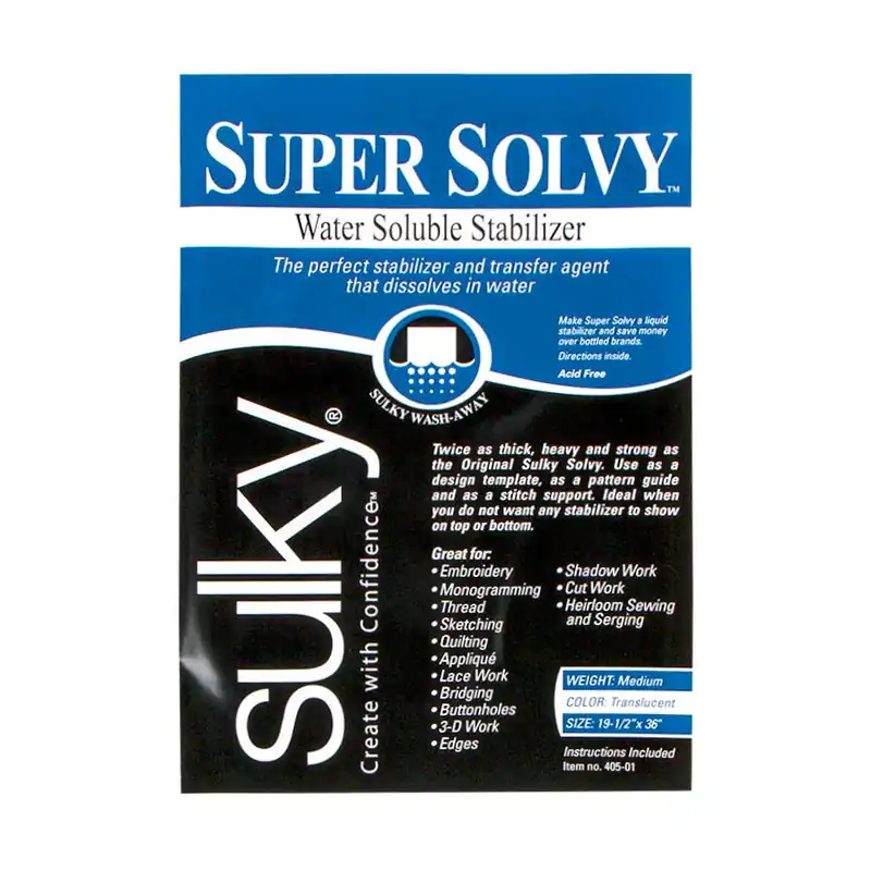 Latest Super Solvy Water Soluble Stabilizer 19.5" x 36" | Sulky #405-01