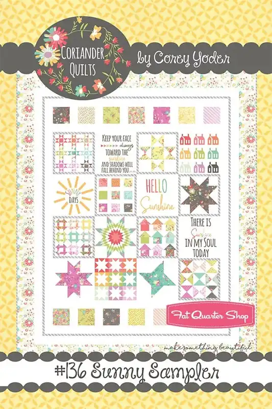 Worldwide Shipping Sunny Sampler Downloadable PDF Quilt Pattern | Coriander Quilts