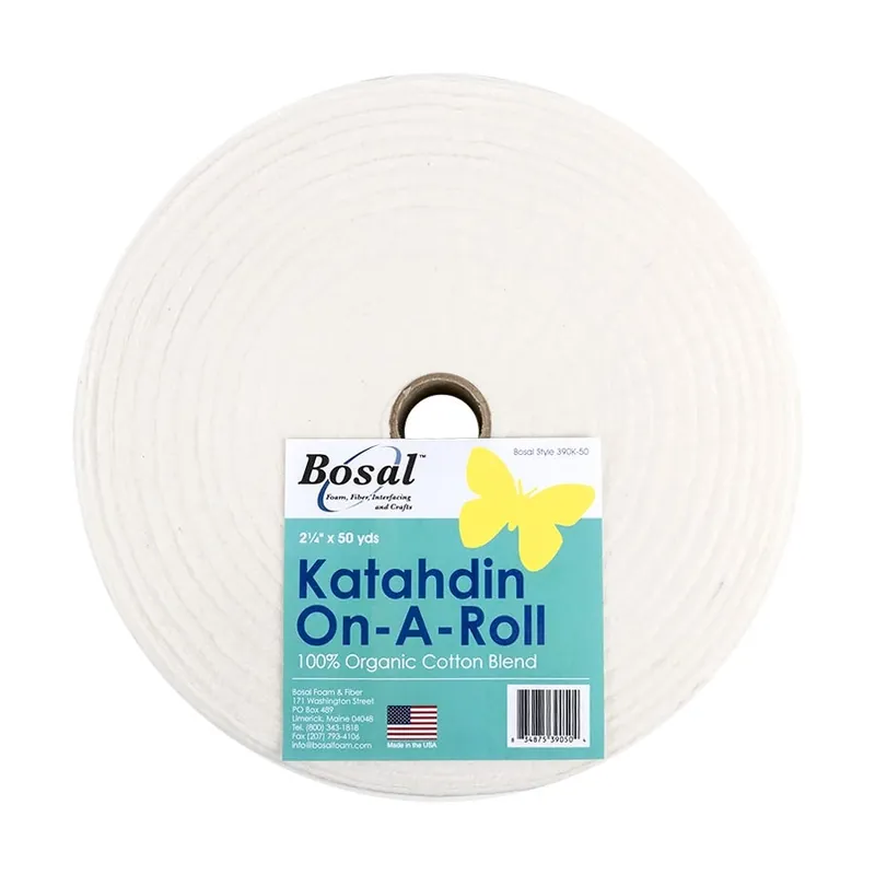 Katahdin On-A-Roll 2.25" x 50 yards 100% Organic Cotton Blend Batting | Bosal #390KB-50 While Supplies Last