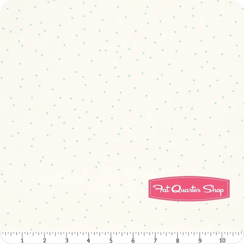 Worldwide Shipping Pin Dot Aqua on White Yardage| SKU# C705-AQUA