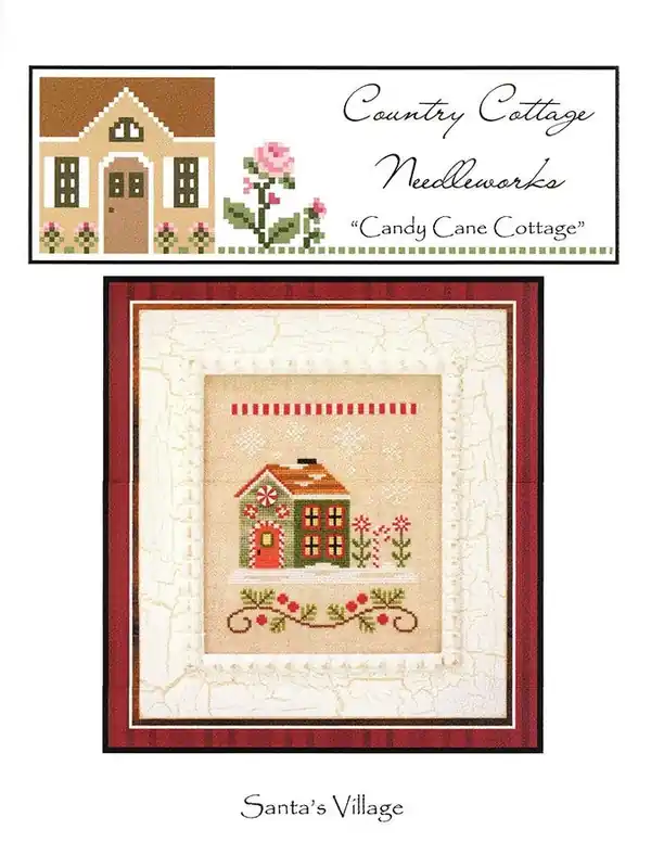 Factory Price Candy Cane Cottage Santa's Village 8 Cross Stitch Pattern | Country Cottage Needleworks