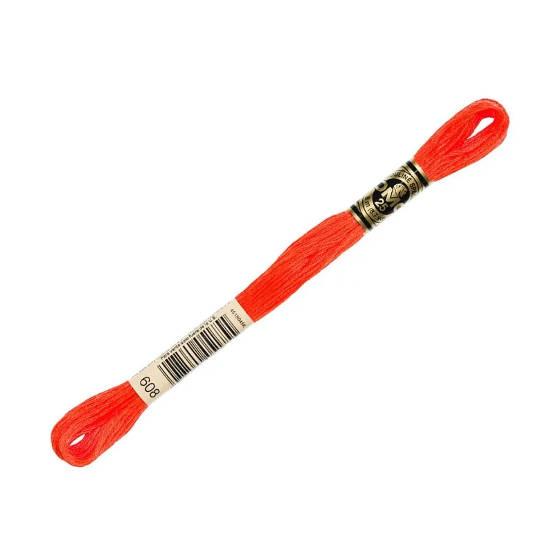 Worldwide Shipping DMC 608 Bright Orange 6 Strand Embroidery Floss | DMC #117UA-608
