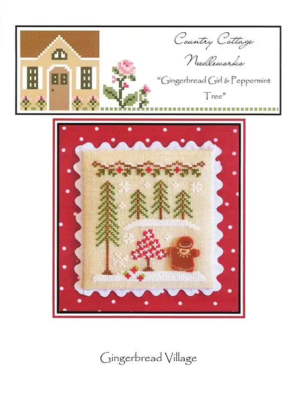 One Day Deal Gingerbread Girl and Peppermint Tree Gingerbread Village 2 Cross Stitch Pattern | Country Cottage Needleworks