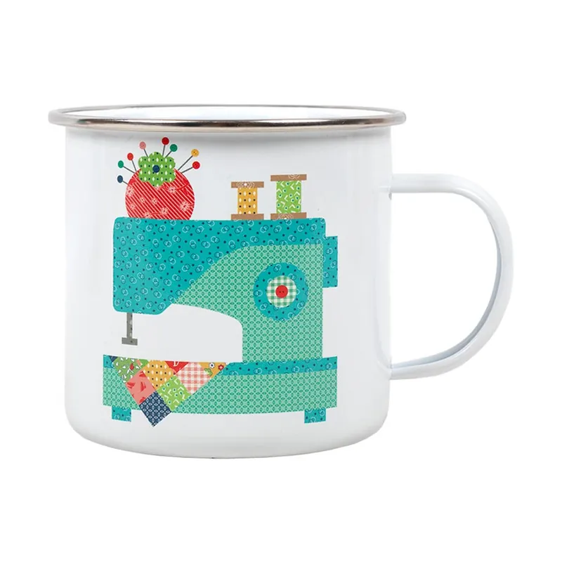 Hot Deal Vintage Happy 2 Camp Style Enamel Tin Mug | Lori Holt of Bee in my Bonnet #ST-14746