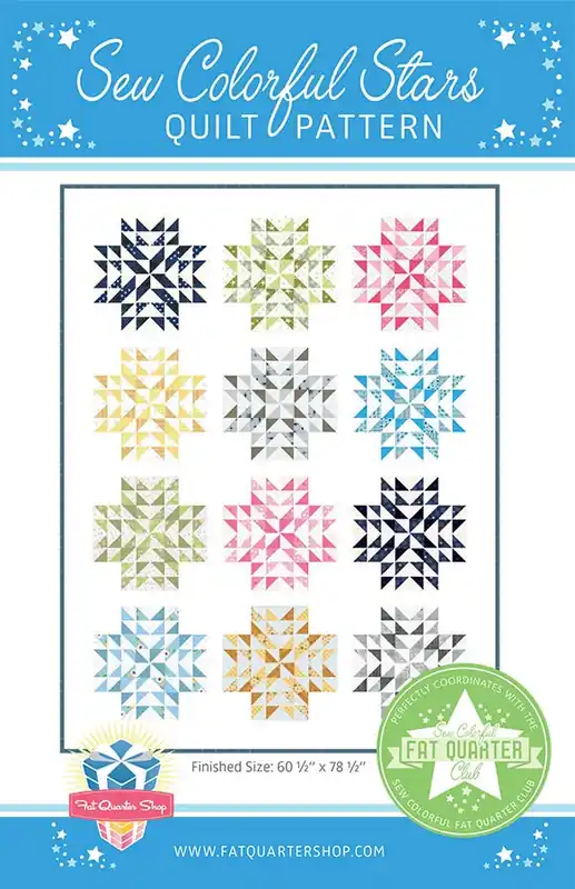 Reduced Price Sew Colorful Stars Downloadable PDF Quilt Pattern | Fat Quarter Shop
