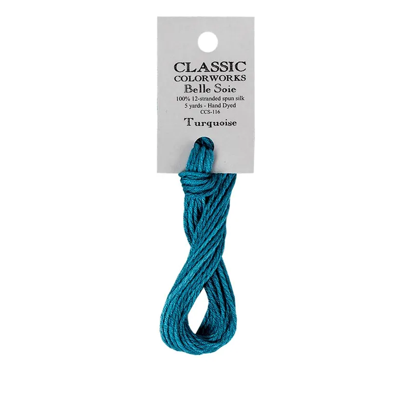 Worldwide Shipping Turquoise Belle Soie Classic Colorworks 12 Strand Hand-Dyed Silk Floss | Classic Colorworks #CCS-116