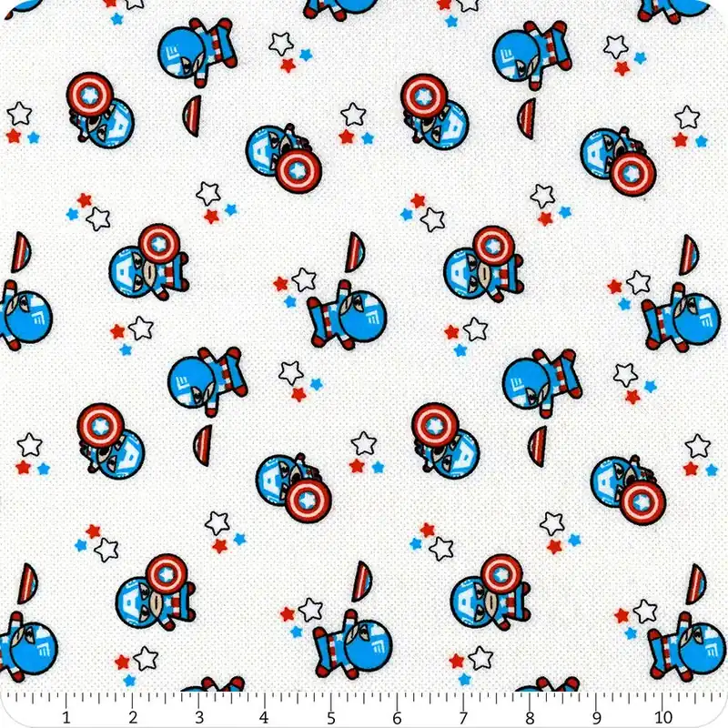 Worldwide Shipping Marvel Kawaii White Captain America Flannel Yardage | SKU# 13020705B-2