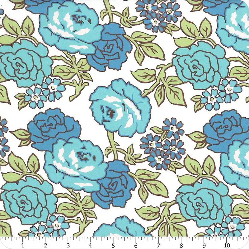 Super Sale Flea Market 108" Wide Blue Roses Yardage | SKU# WB10232-BLUE