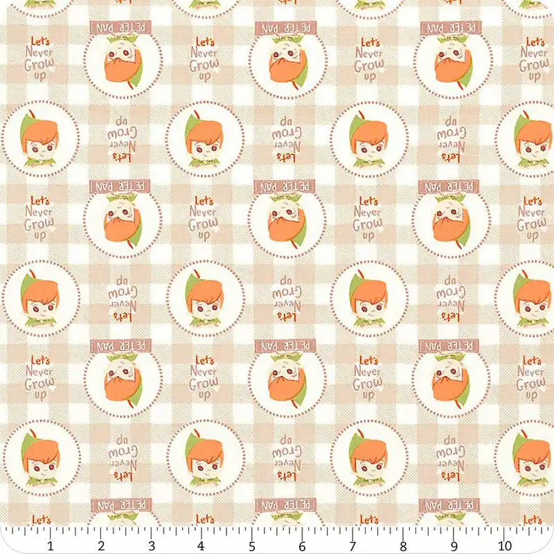 Disney Peter Pan Beige Never Grow Up Yardage | SKU# 85330203-1 Don’t Miss Out