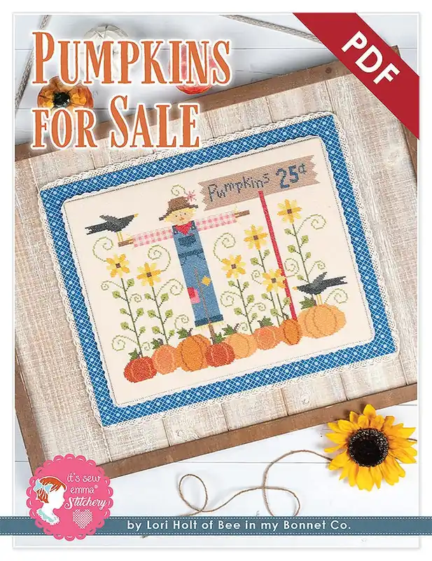 While Supplies Last Pumpkins For Sale Downloadable PDF Cross Stitch Pattern | Lori Holt of Bee in my Bonnet