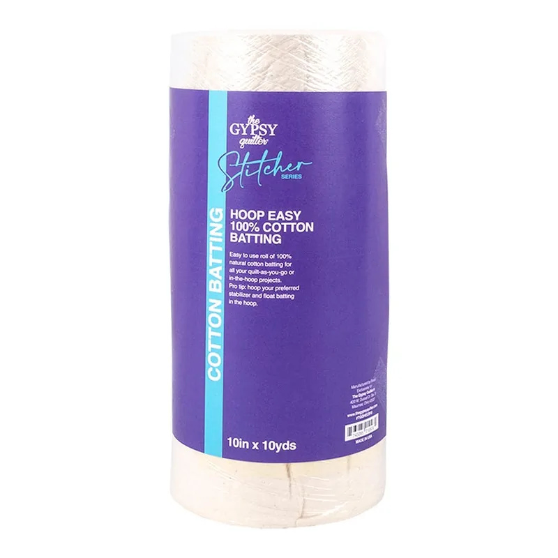 Genuine 10" x 10 yards Stitcher Series Hoop Easy 100% Cotton Batting | The Gypsy Quilter #TGQHECB10